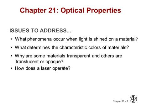 Chapter 21: Optical Properties