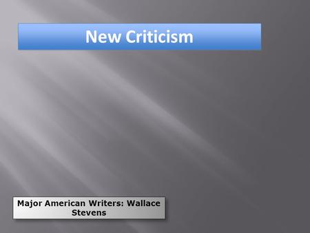 Major American Writers: Wallace Stevens