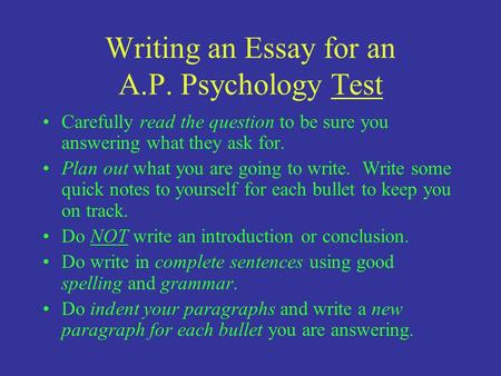 Writing an Essay for an A.P. Psychology Test