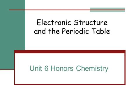 Electronic Structure and the Periodic Table