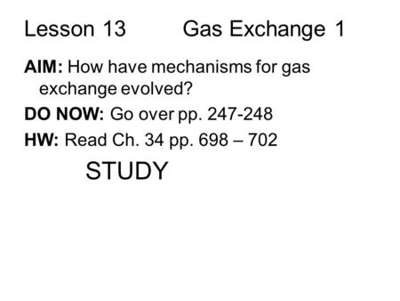 STUDY Lesson 13 Gas Exchange 1