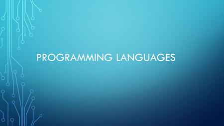 Programming Languages