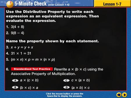 Transparency 7 Click the mouse button or press the Space Bar to display the answers.