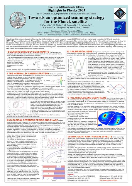 Congresso del Dipartimento di Fisica Highlights in Physics 2005 11–14 October 2005, Dipartimento di Fisica, Università di Milano Towards an optimized scanning.