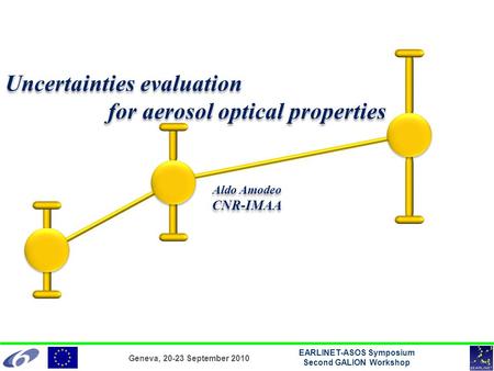 Geneva, 20-23 September 2010 EARLINET-ASOS Symposium Second GALION Workshop Uncertainties evaluation for aerosol optical properties Aldo Amodeo CNR-IMAA.