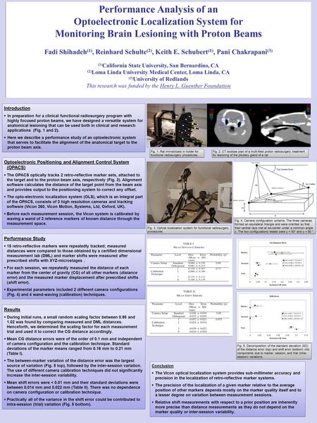 Performance Analysis of an Optoelectronic Localization System for Monitoring Brain Lesioning with Proton Beams Fadi Shihadeh (1), Reinhard Schulte (2),