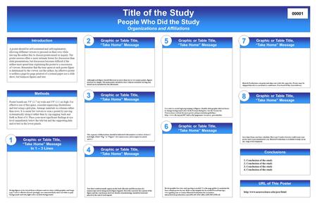 Title of the Study People Who Did the Study Organizations and Affiliations 00001 A poster should be self-contained and self-explanatory, allowing different.