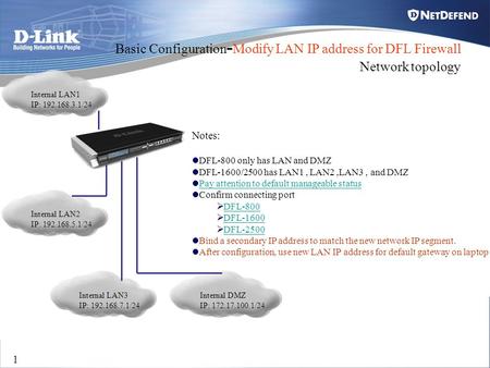 Basic Configuration-Modify LAN IP address for DFL Firewall