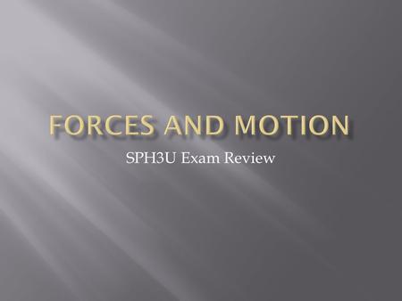 SPH3U Exam Review. 1. The property of matter that causes an object to resist changes in its state of motion is called: A. friction B. inertia C. the normal.