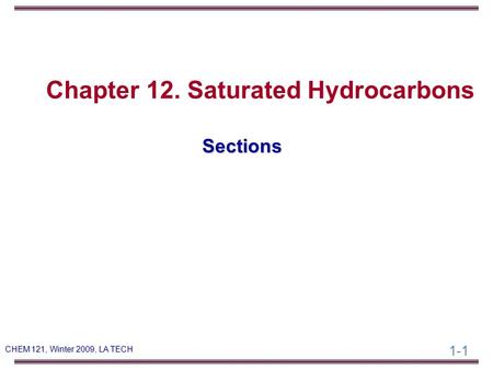 Chapter 12. Saturated Hydrocarbons