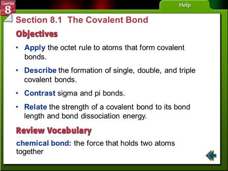 Section 8.1 The Covalent Bond