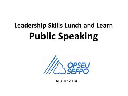 Leadership Skills Lunch and Learn Public Speaking