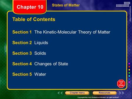 Chapter 10 Table of Contents