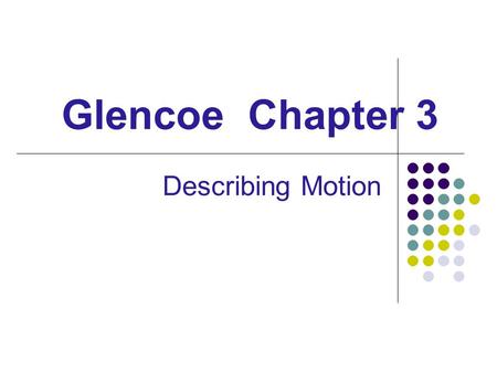 Glencoe Chapter 3 Describing Motion Who Wins????? Racer with the fastest speed? Racer with the shortest elapsed time? What is motion? What is speed?