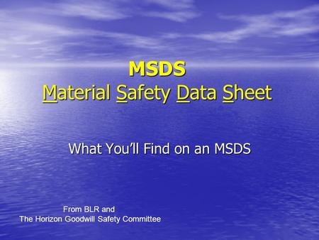 MSDS Material Safety Data Sheet