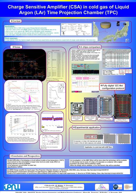  Chip v4: Measurement from room temperature down to LN2.  Chip v4: MIP signal with oscilloscope persistence  Experimental results of various versions.