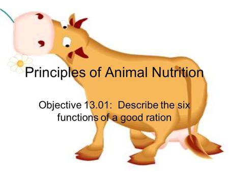 Principles of Animal Nutrition