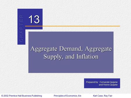 © 2002 Prentice Hall Business PublishingPrinciples of Economics, 6/eKarl Case, Ray Fair 13 Prepared by: Fernando Quijano and Yvonn Quijano Aggregate Demand,