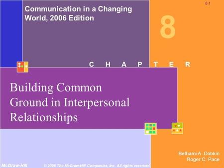 Bethami A. Dobkin Roger C. Pace Communication in a Changing World, 2006 Edition McGraw-Hill © 2006 The McGraw-Hill Companies, Inc. All rights reserved.