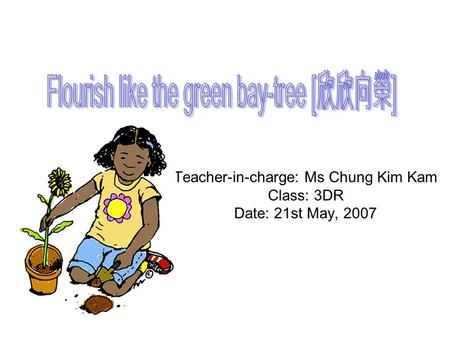 Teacher-in-charge: Ms Chung Kim Kam Class: 3DR Date: 21st May, 2007.