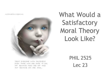 What Would a Satisfactory Moral Theory Look Like?