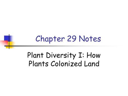 Chapter 29 Notes Plant Diversity I: How Plants Colonized Land.