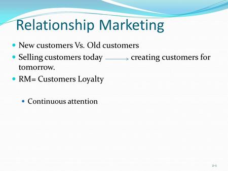 Relationship Marketing