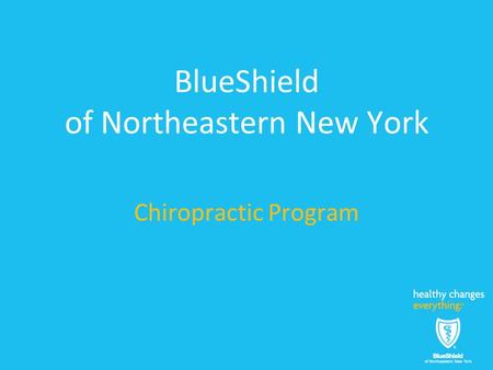 BlueShield of Northeastern New York Chiropractic Program.