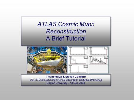 Tiesheng Dai & Steven Goldfarb US–ATLAS Muon Alignment & Calibration Software Workshop Boston University – 18 Dec 2008 Tiesheng Dai & Steven Goldfarb US–ATLAS.