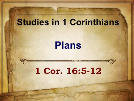 Studies in 1 Corinthians