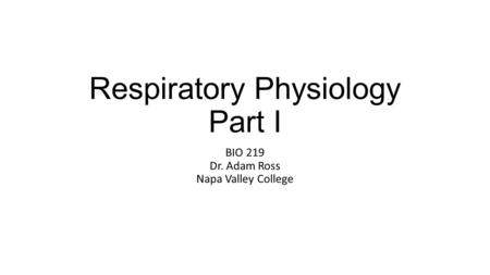 Respiratory Physiology Part I