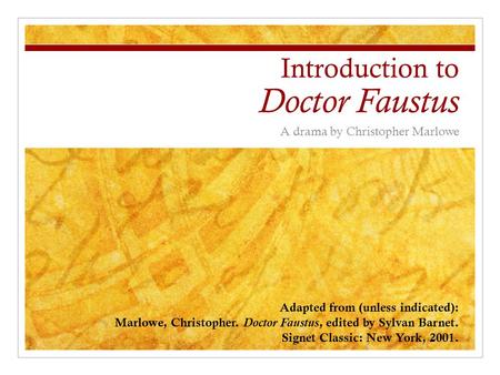 Introduction to Doctor Faustus