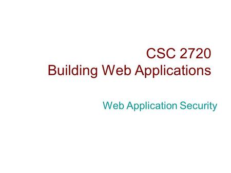 CSC 2720 Building Web Applications