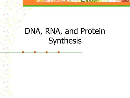 DNA, RNA, and Protein Synthesis