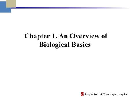 Drug delivery & Tissue engineering Lab Chapter 1. An Overview of Biological Basics.