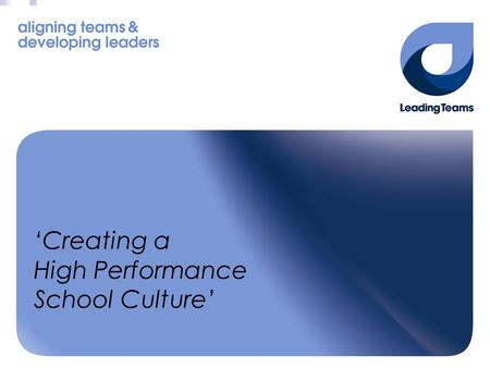 ‘Creating a High Performance School Culture’. Leadership The art of getting a group of people to do something as a team because they individually believe.