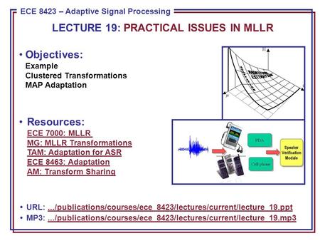 ECE 8443 – Pattern Recognition ECE 8423 – Adaptive Signal Processing Objectives: Example Clustered Transformations MAP Adaptation Resources: ECE 7000: