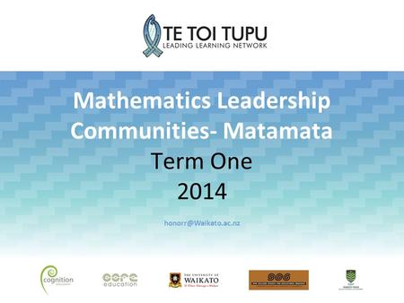 Mathematics Leadership Communities- Matamata Term One 2014