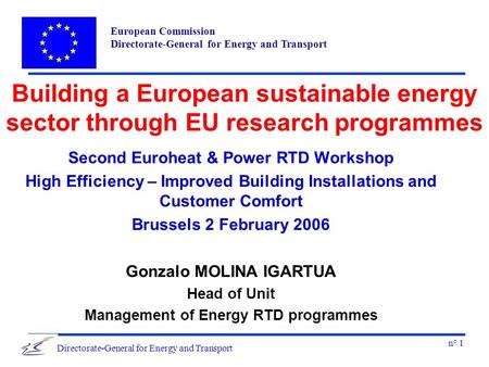 European Commission Directorate-General for Energy and Transport