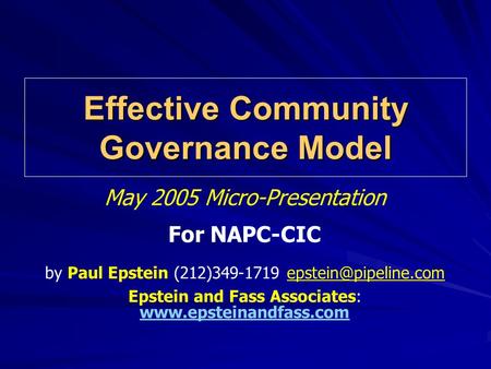 Effective Community Governance Model