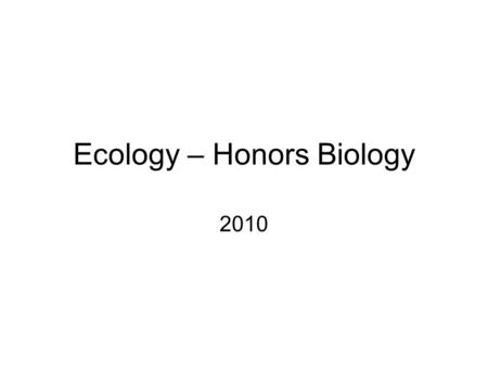 Ecology – Honors Biology 2010. Hierarchy of Organization Biosphere: combined portions of the planet in which all life exists – land, water & atmosphere.