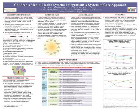 The Iowa Pediatric Integrated Health Home Program (PIHH) is for children and youth, 0 to 18 years old, who are Medicaid eligible and have a Severe Emotional.