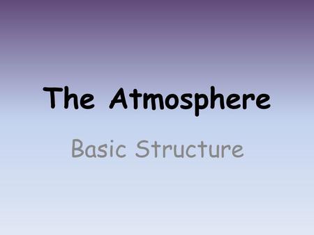 The Atmosphere Basic Structure.