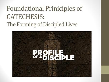 Foundational Priniciples of CATECHESIS: The Forming of Discipled Lives.