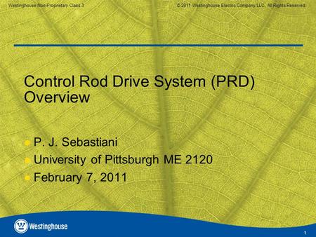 Control Rod Drive System (PRD) Overview