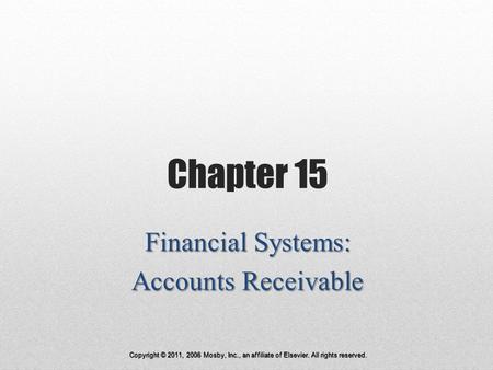 Financial Systems: Accounts Receivable