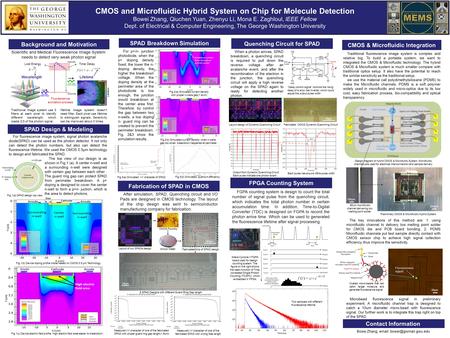 CMOS and Microfluidic Hybrid System on Chip for Molecule Detection Bowei Zhang, Qiuchen Yuan, Zhenyu Li, Mona E. Zaghloul, IEEE Fellow Dept. of Electrical.