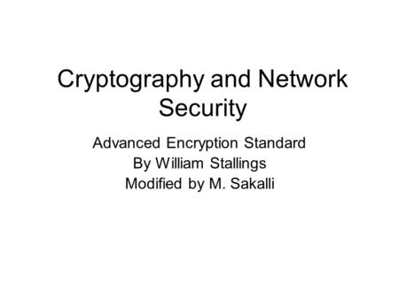 Cryptography and Network Security