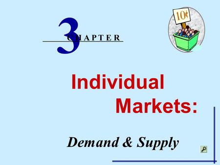 Individual Markets: Demand & Supply 3 C H A P T E R.