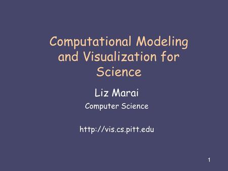 Liz Marai 01/30/09 1 Computational Modeling and Visualization for Science Liz Marai Computer Science